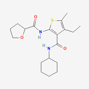 molecular formula C19H28N2O3S B4433664 N-[3-(cyclohexylcarbamoyl)-4-ethyl-5-methylthiophen-2-yl]tetrahydrofuran-2-carboxamide 