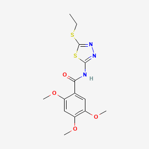 molecular formula C14H17N3O4S2 B4433683 N-[5-(ethylsulfanyl)-1,3,4-thiadiazol-2-yl]-2,4,5-trimethoxybenzamide 