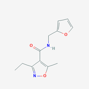 molecular formula C12H14N2O3 B4433904 3-ETHYL-N-[(FURAN-2-YL)METHYL]-5-METHYL-12-OXAZOLE-4-CARBOXAMIDE 