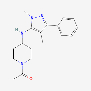 molecular formula C18H24N4O B4433946 1-[4-[(2,4-Dimethyl-5-phenylpyrazol-3-yl)amino]piperidin-1-yl]ethanone 
