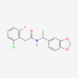 molecular formula C17H15ClFNO3 B4434004 N-[1-(2H-13-BENZODIOXOL-5-YL)ETHYL]-2-(2-CHLORO-6-FLUOROPHENYL)ACETAMIDE 