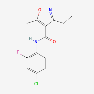 molecular formula C13H12ClFN2O2 B4434045 N-(4-CHLORO-2-FLUOROPHENYL)-3-ETHYL-5-METHYL-12-OXAZOLE-4-CARBOXAMIDE 