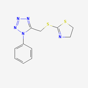 molecular formula C11H11N5S2 B4434221 Thiazole, 4,5-dihydro-2-[[(1-phenyl-1H-1,2,3,4-tetrazol-5-yl)methyl]thio]- 