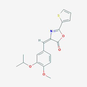 molecular formula C18H17NO4S B443433 4-[(E)-1-(3-ISOPROPOXY-4-METHOXYPHENYL)METHYLIDENE]-2-(2-THIENYL)-1,3-OXAZOL-5(4H)-ONE 