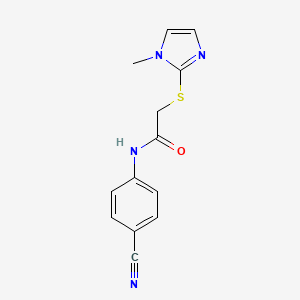 molecular formula C13H12N4OS B4434562 N-(4-cyanophenyl)-2-[(1-methyl-1H-imidazol-2-yl)sulfanyl]acetamide 