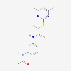 molecular formula C17H20N4O2S B4434688 N-[3-(acetylamino)phenyl]-2-[(4,6-dimethylpyrimidin-2-yl)sulfanyl]propanamide 