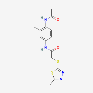 molecular formula C14H16N4O2S2 B4434862 N-[4-(acetylamino)-3-methylphenyl]-2-[(5-methyl-1,3,4-thiadiazol-2-yl)sulfanyl]acetamide 