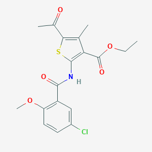 molecular formula C18H18ClNO5S B443494 ETHYL 5-ACETYL-2-(5-CHLORO-2-METHOXYBENZAMIDO)-4-METHYLTHIOPHENE-3-CARBOXYLATE 