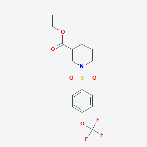 molecular formula C15H18F3NO5S B4435168 Ethyl 1-[4-(trifluoromethoxy)phenyl]sulfonylpiperidine-3-carboxylate 