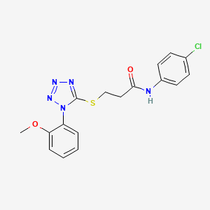 molecular formula C17H16ClN5O2S B4435866 N-(4-chlorophenyl)-3-{[1-(2-methoxyphenyl)-1H-tetrazol-5-yl]sulfanyl}propanamide 