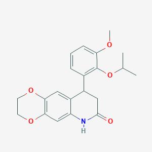 molecular formula C21H23NO5 B4435922 9-[3-METHOXY-2-(PROPAN-2-YLOXY)PHENYL]-2H,3H,6H,7H,8H,9H-[1,4]DIOXINO[2,3-G]QUINOLIN-7-ONE 