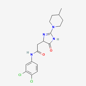 molecular formula C17H20Cl2N4O2 B4435969 N-(3,4-dichlorophenyl)-2-[2-(4-methylpiperidin-1-yl)-5-oxo-4,5-dihydro-1H-imidazol-4-yl]acetamide 