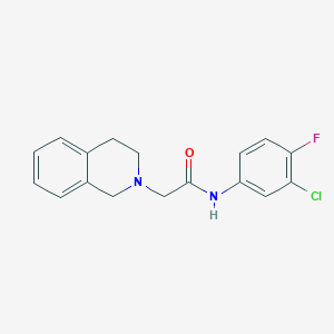 molecular formula C17H16ClFN2O B4436010 N-(3-chloro-4-fluorophenyl)-2-(3,4-dihydroisoquinolin-2(1H)-yl)acetamide 