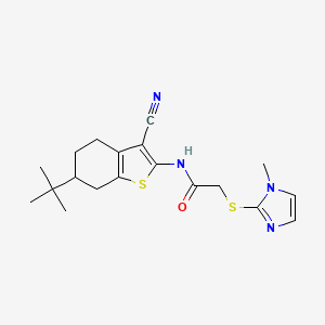 molecular formula C19H24N4OS2 B4436780 N-(6-tert-butyl-3-cyano-4,5,6,7-tetrahydro-1-benzothiophen-2-yl)-2-[(1-methyl-1H-imidazol-2-yl)sulfanyl]acetamide 
