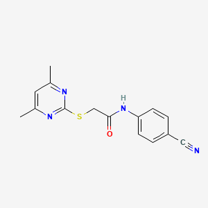 molecular formula C15H14N4OS B4436995 N-(4-cyanophenyl)-2-[(4,6-dimethylpyrimidin-2-yl)sulfanyl]acetamide 