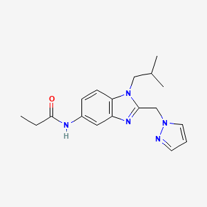 molecular formula C18H23N5O B4437044 N-[1-(2-methylpropyl)-2-(1H-pyrazol-1-ylmethyl)-1H-benzimidazol-5-yl]propanamide 