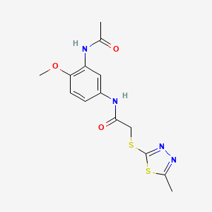 molecular formula C14H16N4O3S2 B4437484 N-[3-(acetylamino)-4-methoxyphenyl]-2-[(5-methyl-1,3,4-thiadiazol-2-yl)sulfanyl]acetamide 