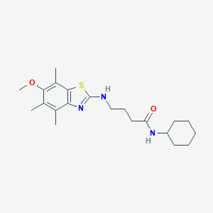 molecular formula C21H31N3O2S B044375 N-cyclohexyl-4-[(6-methoxy-4,5,7-trimethyl-1,3-benzothiazol-2-yl)amino]butanamide CAS No. 120165-66-4