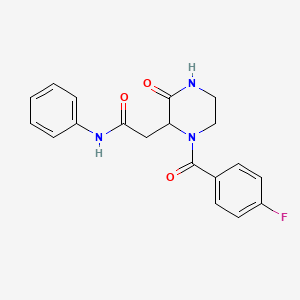 molecular formula C19H18FN3O3 B4437673 2-{1-[(4-fluorophenyl)carbonyl]-3-oxopiperazin-2-yl}-N-phenylacetamide 