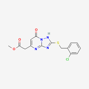 molecular formula C15H13ClN4O3S B4437702 Methyl {2-[(2-chlorobenzyl)sulfanyl]-7-hydroxy[1,2,4]triazolo[1,5-a]pyrimidin-5-yl}acetate 