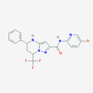 molecular formula C19H15BrF3N5O B443785 N-(5-bromopyridin-2-yl)-5-phenyl-7-(trifluoromethyl)-4,5,6,7-tetrahydropyrazolo[1,5-a]pyrimidine-2-carboxamide 