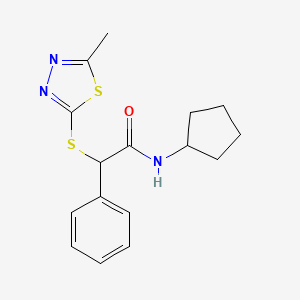 molecular formula C16H19N3OS2 B4437984 N-cyclopentyl-2-[(5-methyl-1,3,4-thiadiazol-2-yl)sulfanyl]-2-phenylacetamide 