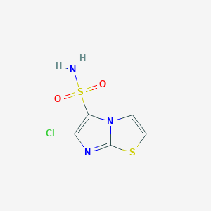 molecular formula C5H4ClN3O2S2 B044380 6-CHLORO-IMIDAZO[2,1-B]THIAZOLE-5-SULFONIC ACID AMIDE CAS No. 112582-89-5