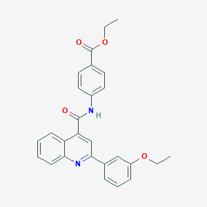 molecular formula C27H24N2O4 B443803 ETHYL 4-({[2-(3-ETHOXYPHENYL)-4-QUINOLYL]CARBONYL}AMINO)BENZOATE 