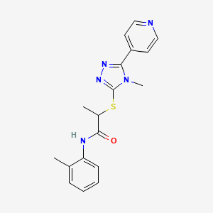 molecular formula C18H19N5OS B4438168 N-(2-methylphenyl)-2-{[4-methyl-5-(pyridin-4-yl)-4H-1,2,4-triazol-3-yl]sulfanyl}propanamide 