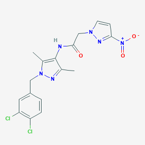 molecular formula C17H16Cl2N6O3 B443820 N-[1-(3,4-dichlorobenzyl)-3,5-dimethyl-1H-pyrazol-4-yl]-2-{3-nitro-1H-pyrazol-1-yl}acetamide 