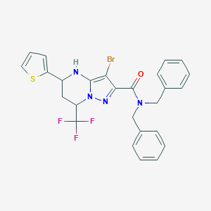 molecular formula C26H22BrF3N4OS B443836 N,N-dibenzyl-3-bromo-5-(2-thienyl)-7-(trifluoromethyl)-4,5,6,7-tetrahydropyrazolo[1,5-a]pyrimidine-2-carboxamide 
