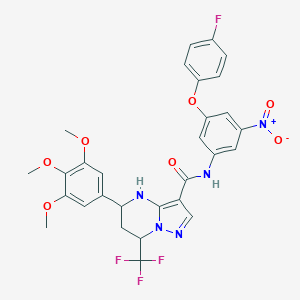 molecular formula C29H25F4N5O7 B443851 N-[3-(4-fluorophenoxy)-5-nitrophenyl]-7-(trifluoromethyl)-5-(3,4,5-trimethoxyphenyl)-4,5,6,7-tetrahydropyrazolo[1,5-a]pyrimidine-3-carboxamide 