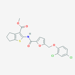 molecular formula C21H17Cl2NO5S B443874 METHYL 2-{5-[(2,4-DICHLOROPHENOXY)METHYL]FURAN-2-AMIDO}-4H,5H,6H-CYCLOPENTA[B]THIOPHENE-3-CARBOXYLATE 