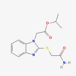 molecular formula C14H17N3O3S B4439027 Propan-2-yl 2-[2-(2-amino-2-oxoethyl)sulfanylbenzimidazol-1-yl]acetate 