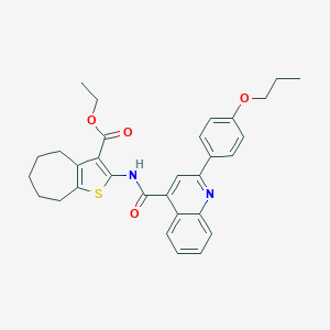 molecular formula C31H32N2O4S B443905 ethyl 2-({[2-(4-propoxyphenyl)quinolin-4-yl]carbonyl}amino)-5,6,7,8-tetrahydro-4H-cyclohepta[b]thiophene-3-carboxylate 