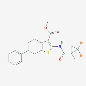 molecular formula C21H21Br2NO3S B443929 Methyl 2-{[(2,2-dibromo-1-methylcyclopropyl)carbonyl]amino}-6-phenyl-4,5,6,7-tetrahydro-1-benzothiophene-3-carboxylate 