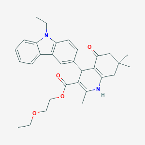 2-ethoxyethyl 4-(9-ethyl-9H-carbazol-3-yl)-2,7,7-trimethyl-5-oxo-1,4,5,6,7,8-hexahydroquinoline-3-carboxylate