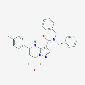 molecular formula C29H27F3N4O B443947 N,N-dibenzyl-5-(4-methylphenyl)-7-(trifluoromethyl)-4,5,6,7-tetrahydropyrazolo[1,5-a]pyrimidine-3-carboxamide 