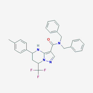 N,N-dibenzyl-5-(4-methylphenyl)-7-(trifluoromethyl)-4,5,6,7-tetrahydropyrazolo[1,5-a]pyrimidine-3-carboxamide