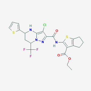 ethyl 2-({[3-chloro-5-(2-thienyl)-7-(trifluoromethyl)-4,5,6,7-tetrahydropyrazolo[1,5-a]pyrimidin-2-yl]carbonyl}amino)-5,6-dihydro-4H-cyclopenta[b]thiophene-3-carboxylate
