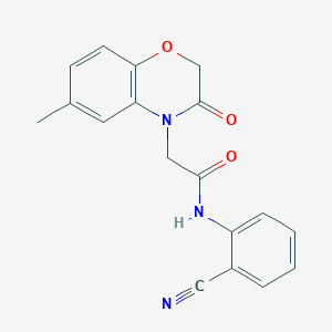 molecular formula C18H15N3O3 B4439675 N-(2-cyanophenyl)-2-(6-methyl-3-oxo-1,4-benzoxazin-4-yl)acetamide 