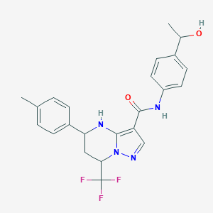 molecular formula C23H23F3N4O2 B443979 N-[4-(1-hydroxyethyl)phenyl]-5-(4-methylphenyl)-7-(trifluoromethyl)-4,5,6,7-tetrahydropyrazolo[1,5-a]pyrimidine-3-carboxamide 