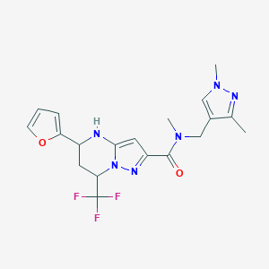 molecular formula C19H21F3N6O2 B443984 N~2~-[(1,3-DIMETHYL-1H-PYRAZOL-4-YL)METHYL]-5-(2-FURYL)-N~2~-METHYL-7-(TRIFLUOROMETHYL)-4,5,6,7-TETRAHYDROPYRAZOLO[1,5-A]PYRIMIDINE-2-CARBOXAMIDE 