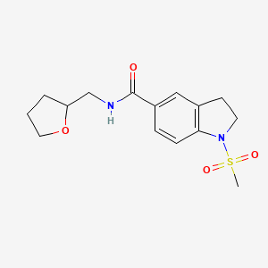 molecular formula C15H20N2O4S B4440050 1-(methylsulfonyl)-N-(tetrahydrofuran-2-ylmethyl)-2,3-dihydro-1H-indole-5-carboxamide 