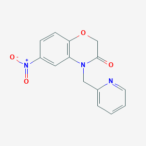 molecular formula C14H11N3O4 B044401 6-Nitro-4-(pyridine-2-ylmethyl)-1,4-benzoxazin-3(4H)-one CAS No. 120122-93-2