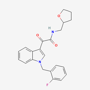 molecular formula C22H21FN2O3 B4440168 2-[1-(2-fluorobenzyl)-1H-indol-3-yl]-2-oxo-N-(tetrahydrofuran-2-ylmethyl)acetamide 