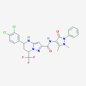 5-(3,4-dichlorophenyl)-N-(1,5-dimethyl-3-oxo-2-phenyl-2,3-dihydro-1H-pyrazol-4-yl)-7-(trifluoromethyl)-4,5,6,7-tetrahydropyrazolo[1,5-a]pyrimidine-2-carboxamide