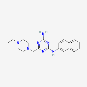 molecular formula C20H25N7 B4440231 N-{4-amino-6-[(4-ethylpiperazino)methyl]-1,3,5-triazin-2-yl}-N-(2-naphthyl)amine 