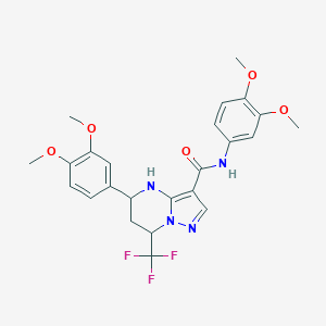 molecular formula C24H25F3N4O5 B444027 N,5-bis(3,4-dimethoxyphenyl)-7-(trifluoromethyl)-4,5,6,7-tetrahydropyrazolo[1,5-a]pyrimidine-3-carboxamide 
