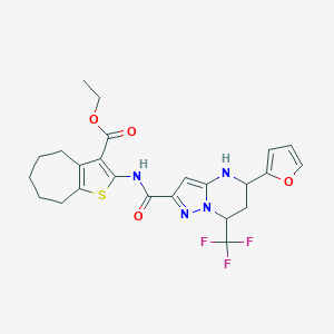 ethyl 2-({[5-(2-furyl)-7-(trifluoromethyl)-4,5,6,7-tetrahydropyrazolo[1,5-a]pyrimidin-2-yl]carbonyl}amino)-5,6,7,8-tetrahydro-4H-cyclohepta[b]thiophene-3-carboxylate